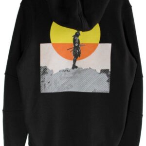 Lisanslı Özel Tasarım Samuray Eskitme Baskılı Kapüşonlu Hoodie Sweatshirt
